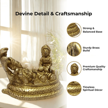 🕉️ Vishnu and Lakshmi Brass Idol – Reclining Pose (Sheshnag) | Prosperity | Protection | Divine Balance - 4