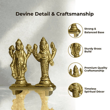 🕉️ Vishnu and Lakshmi Brass Idol – Small (Standing) | Prosperity | Protection | Divine Grace - 3