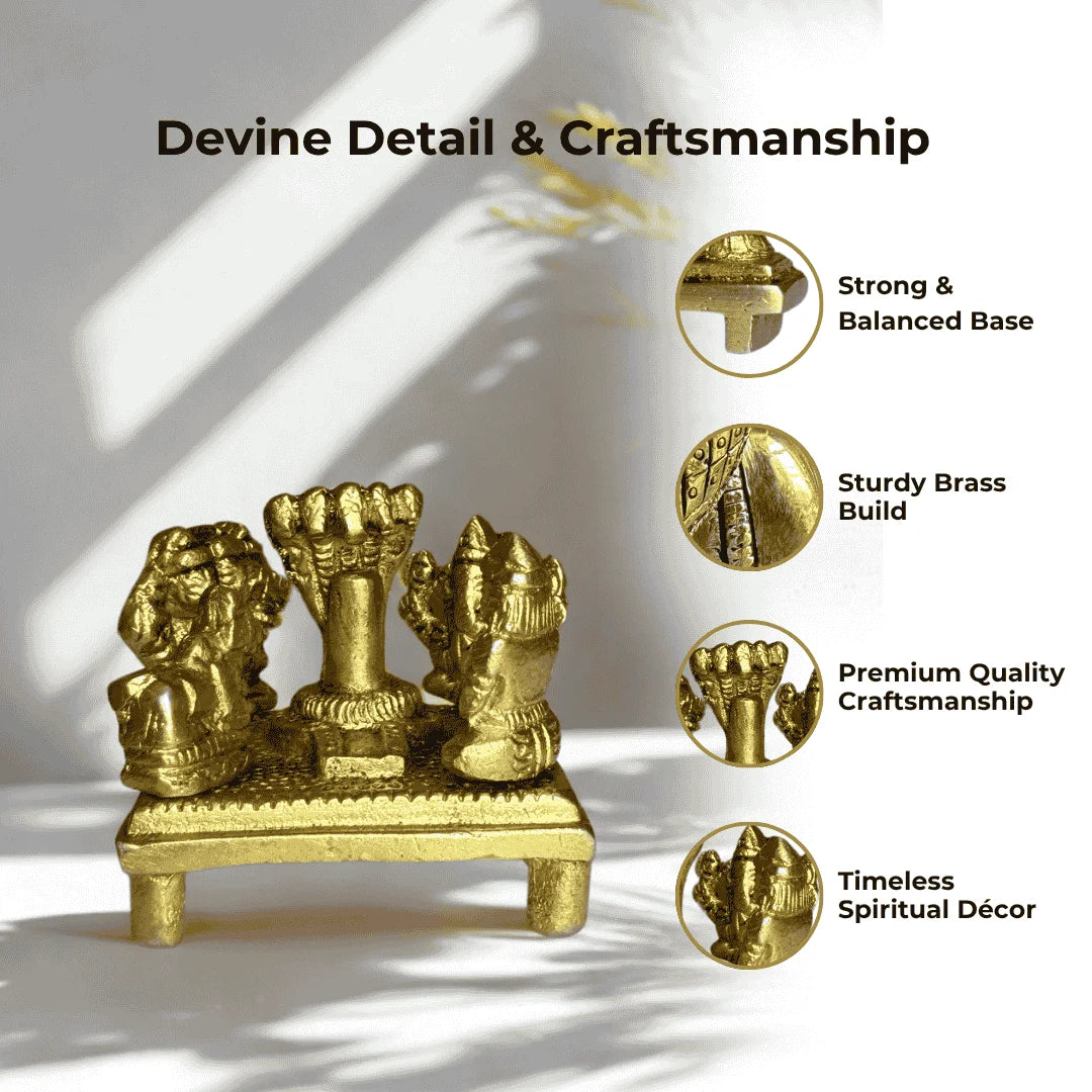 Shiv Parivar Brass Idol – Small (Seated on Chowki)