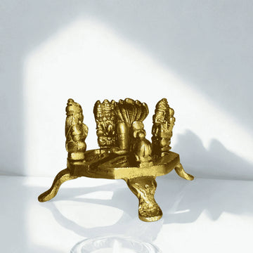 Shiv Parivar Brass Idol – Large (with Shivaling on Tripod Chowki) - 1