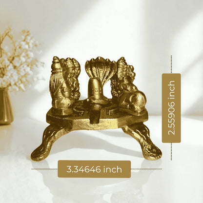 Shiv Parivar Brass Idol – Large (with Shivaling on Tripod Chowki)