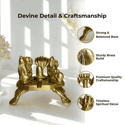 Shiv Parivar Brass Idol – Large (with Shivaling on Tripod Chowki)