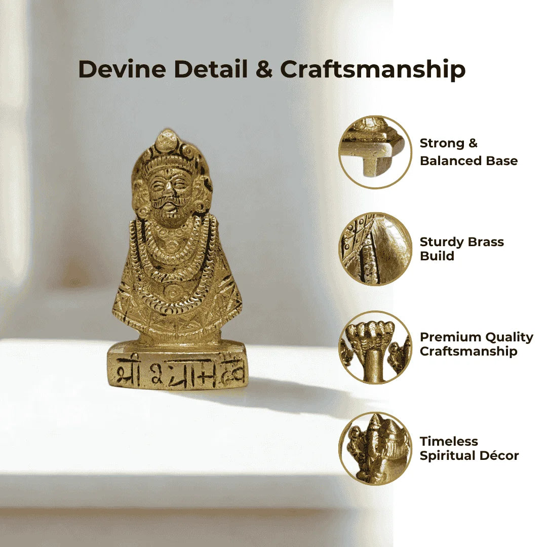Khatushyam Ji in Brass – Antique Finish Divine Idol