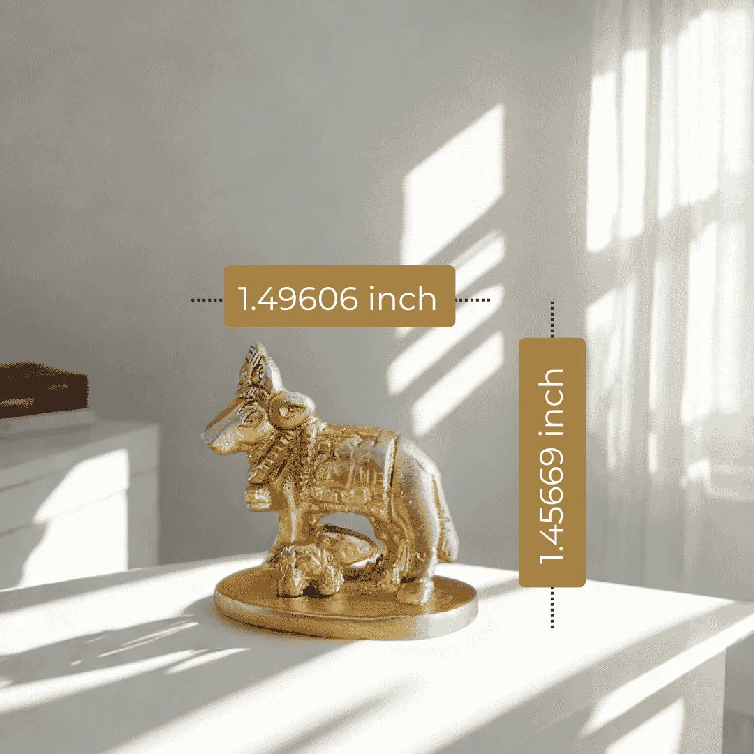🐄 Kamdhenu Cow Brass Idol – Prosperity | Protection | Divine Blessings