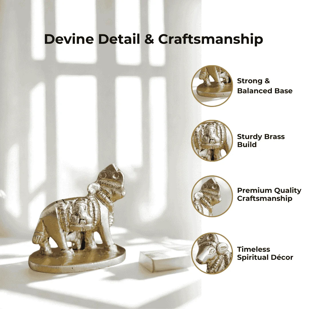 🐄 Kamdhenu Cow Brass Idol – Prosperity | Protection | Divine Blessings