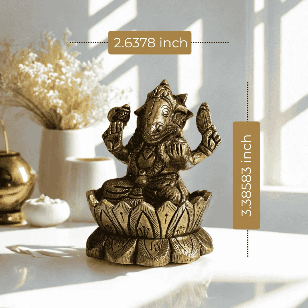 Lord Ganpati Idol in Brass – Handcrafted Antique Finish