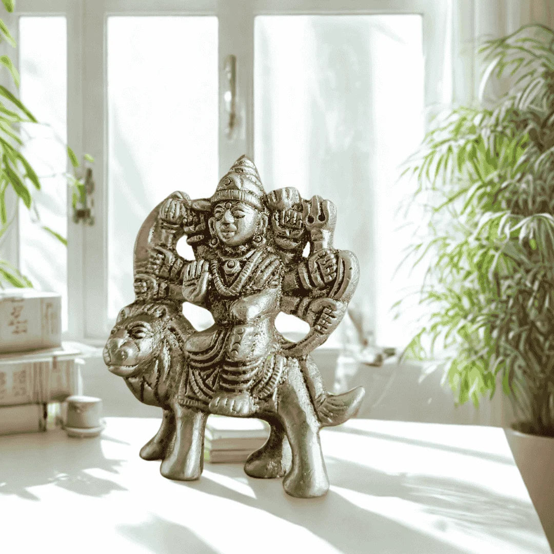 Durga Mata Brass Idol – Small (Lion Seated Form)