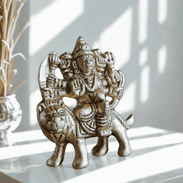 Durga Mata Brass Idol – Small (Lion Seated Form) - 3