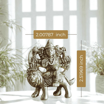 Durga Mata Brass Idol – Small (Lion Seated Form) - 4