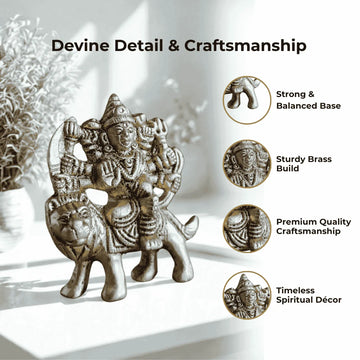 Durga Mata Brass Idol – Small (Lion Seated Form) - 5