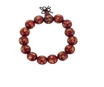 Wooden Bracelet Om Red Adjustable Size - 2