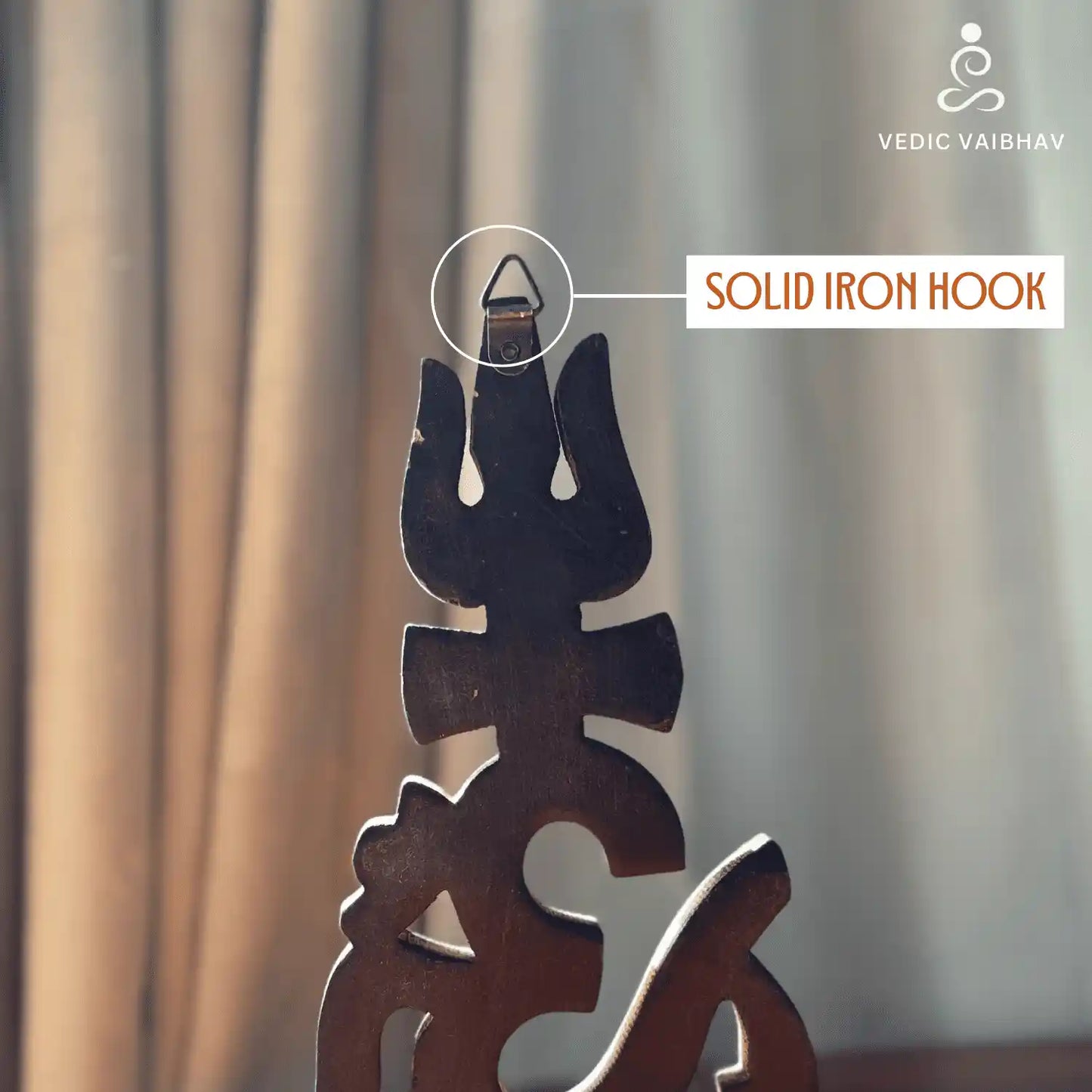 Om Trishul Wooden Key Stand – Handcrafted Wall Mounted Organizer