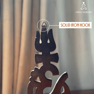 Om Trishul Wooden Key Stand – Handcrafted Wall Mounted Organizer - 3