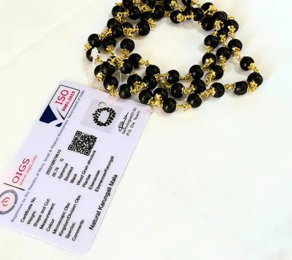Gold Plated Eternal Karungali Mala - Natural Ebony Wood(54 beads, 8mm)