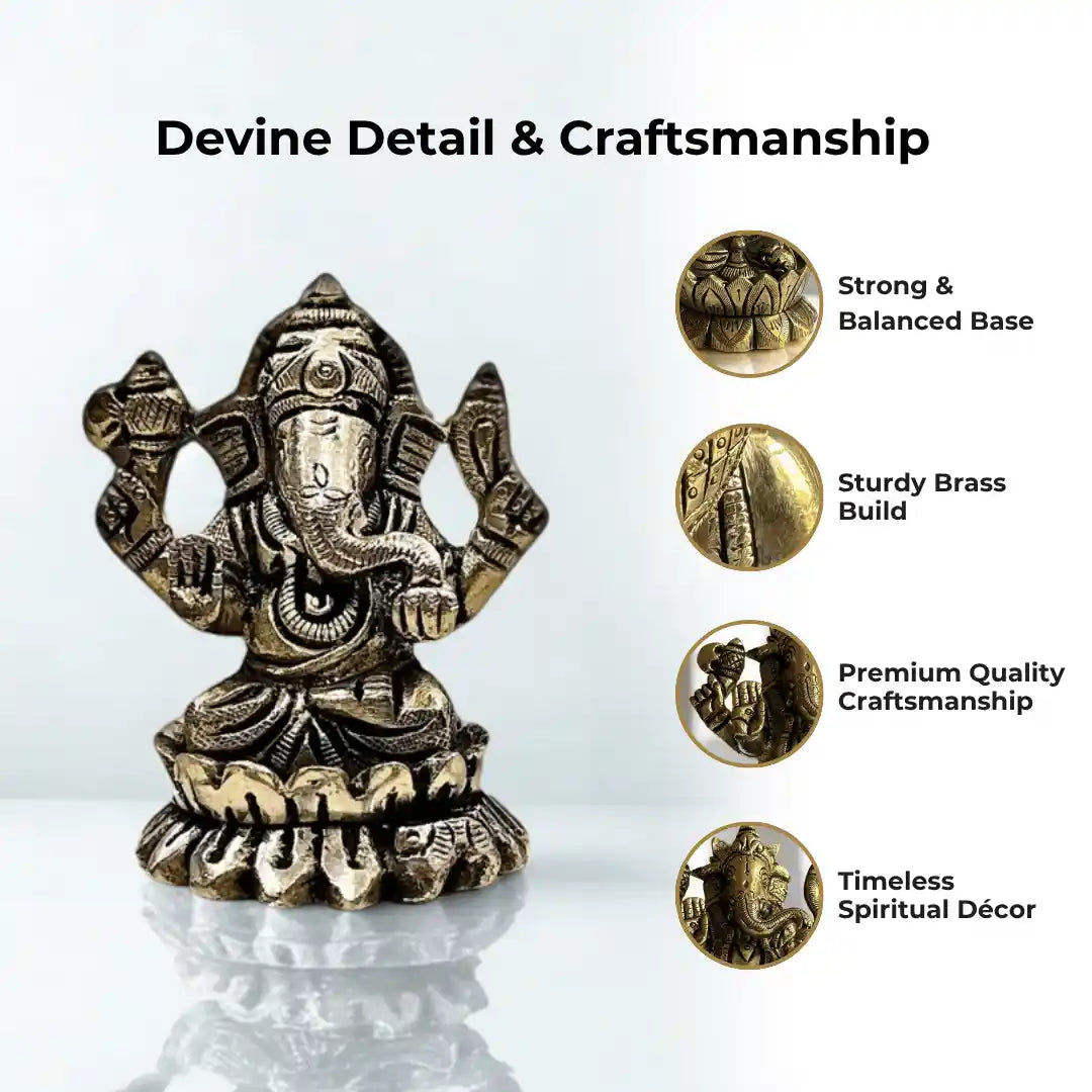 Ganesh Idol –Handcrafted Brass (Antique Finish)