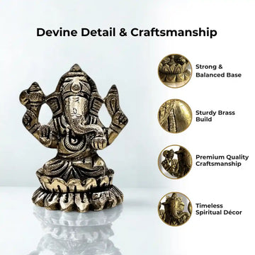 Ganesh Idol –Handcrafted Brass (Antique Finish) - 4