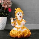 Golden Lotus Krishna Size Approx 13 Cm