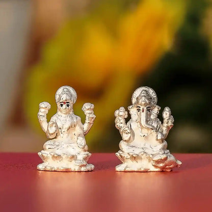 Silver Lakshmi-Ganesh Idol Set (Pure 999 Silver)