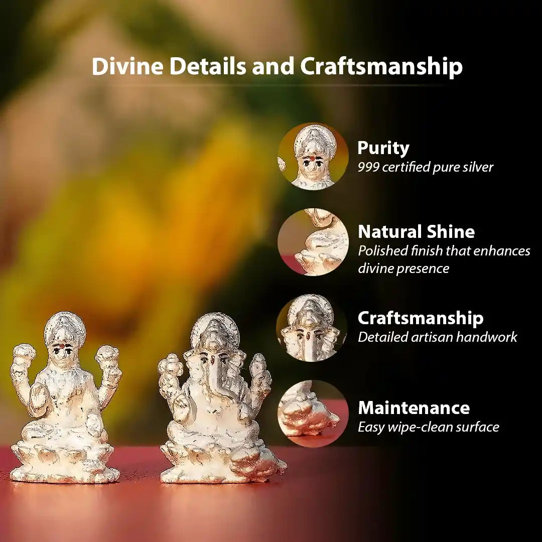 Silver Lakshmi-Ganesh Idol Set (Pure 999 Silver)