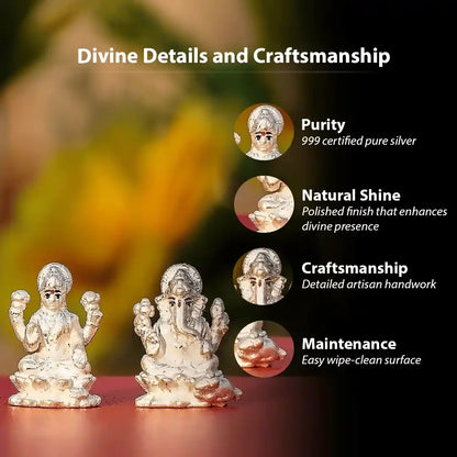 Silver Lakshmi-Ganesh Idol Set (Pure 999 Silver)