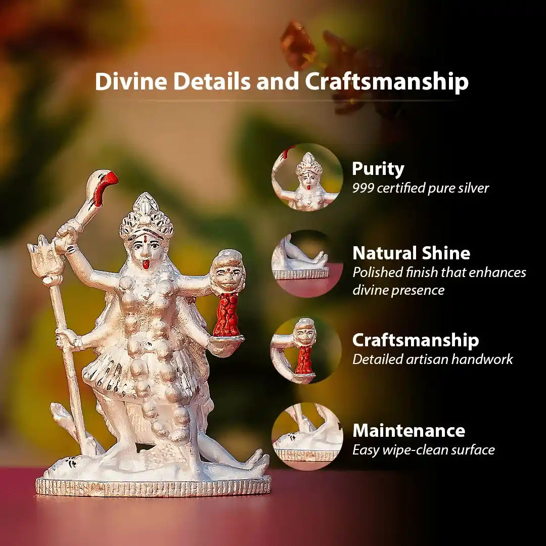 Silver Maa Kaali Idol – 99.9% Pure Silver (Certified)