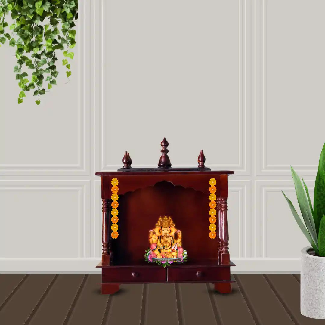 Wood Home Temple | Handcrafted Wooden Pooja Mandir | Brown