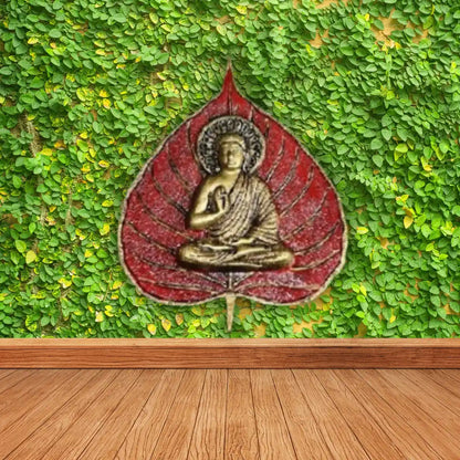 Red Patta Gautam Buddha Metal Idol