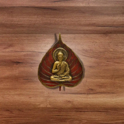 Red Patta Gautam Buddha Metal Idol
