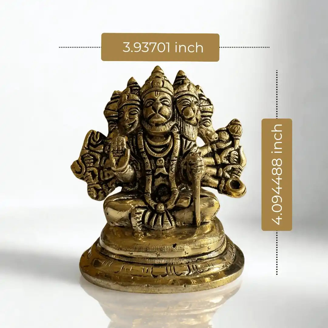 Panchmukhi Hanuman Brass Idol – Handcrafted with Antique Finish