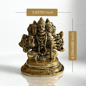 Panchmukhi Hanuman Brass Idol – Handcrafted with Antique Finish - 3