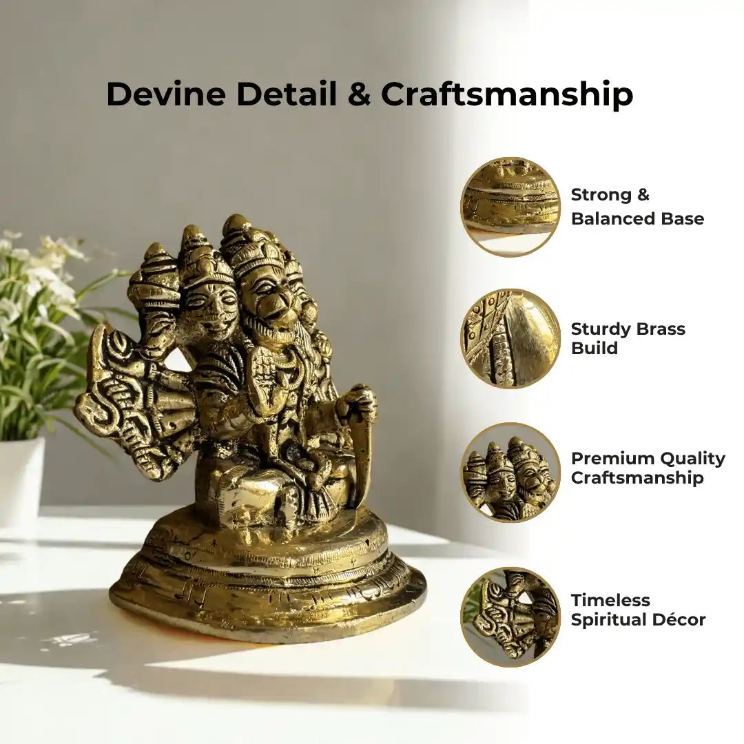 Panchmukhi Hanuman Brass Idol – Handcrafted with Antique Finish