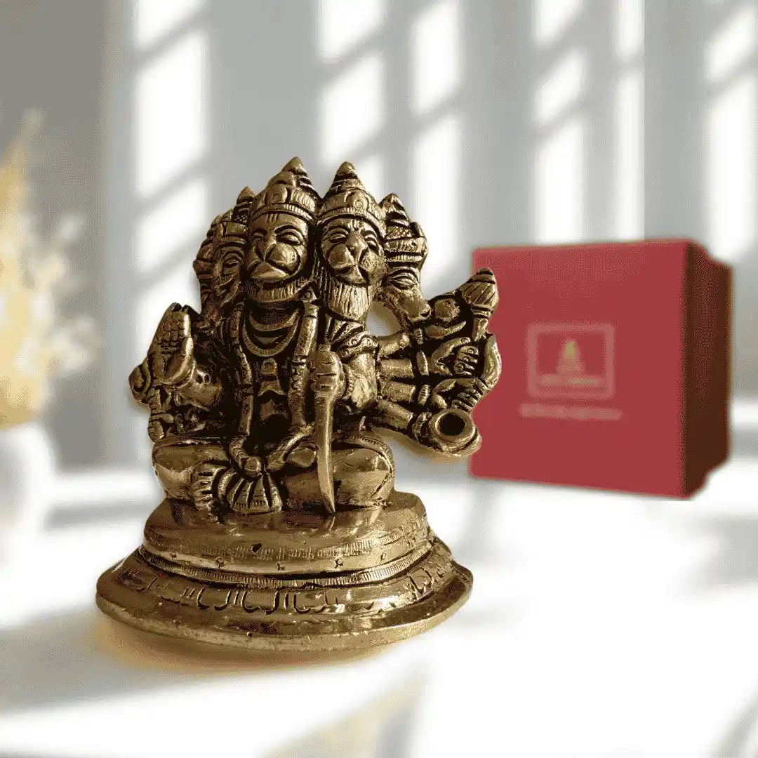 Panchmukhi Hanuman Brass Idol – Handcrafted with Antique Finish