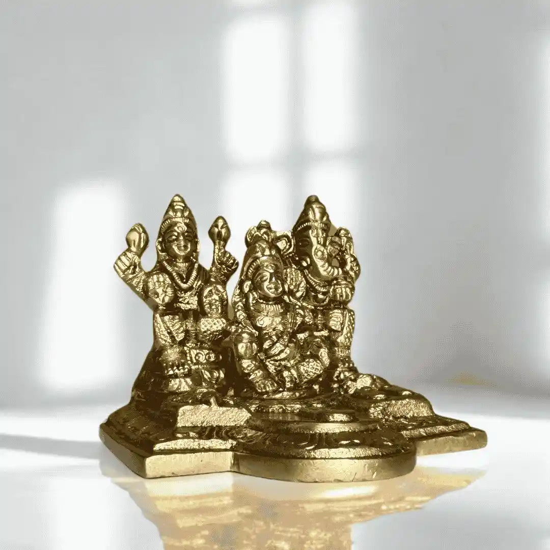 Lakshmi Ganesh Kuber Idol Set in Brass – Antique Finish