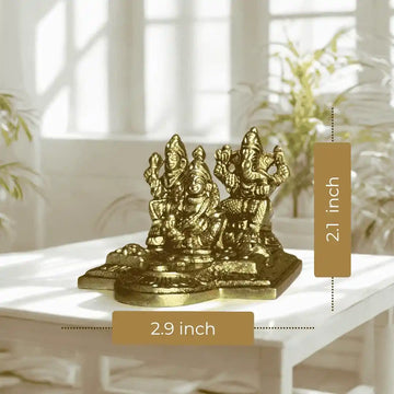 Lakshmi Ganesh Kuber Idol Set in Brass – Antique Finish - 3