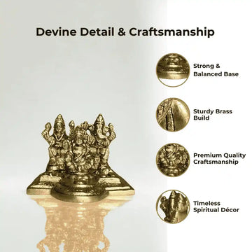 Lakshmi Ganesh Kuber Idol Set in Brass – Antique Finish - 4