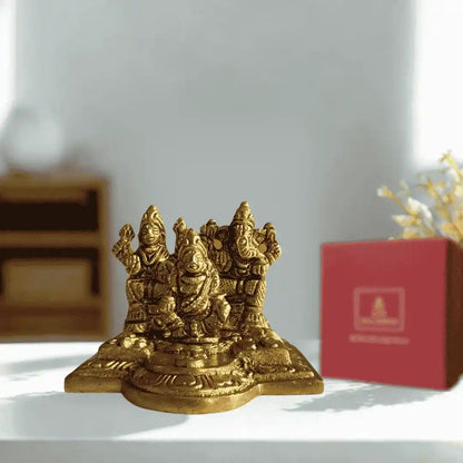 Lakshmi Ganesh Kuber Idol Set in Brass – Antique Finish