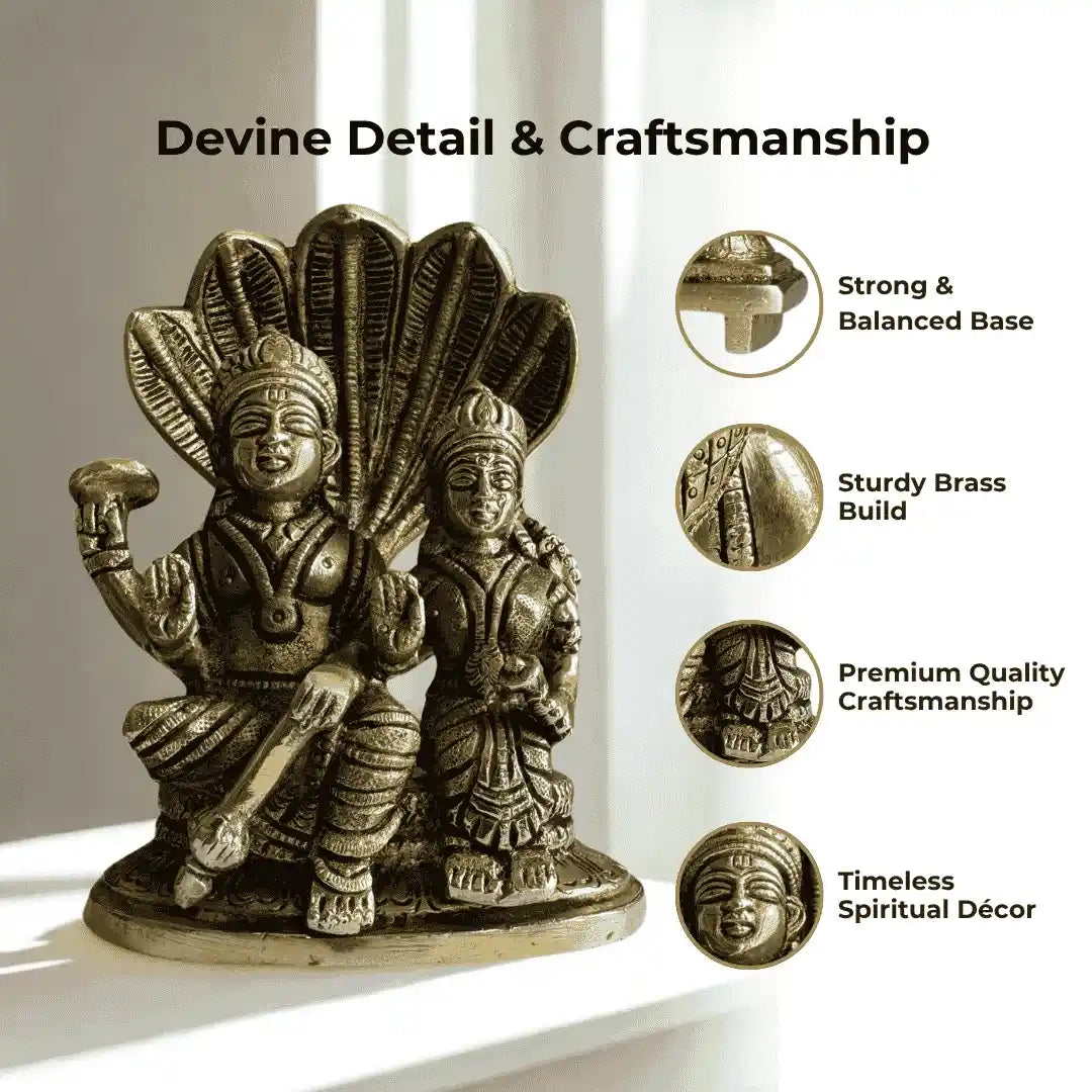 🕉️ Lord Vishnu & Goddess Lakshmi Brass Idol – Prosperity | Protection | Divine Harmony