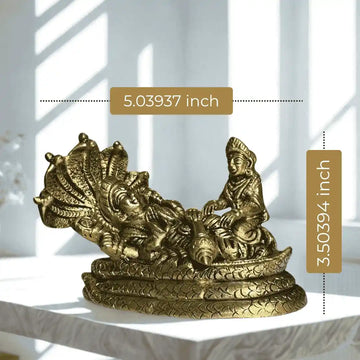 Lord Vishnu & Goddess Lakshmi Brass Idol with Sheshnag – Antique Finish - 3
