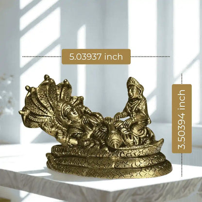 Lord Vishnu & Goddess Lakshmi Brass Idol with Sheshnag – Antique Finish