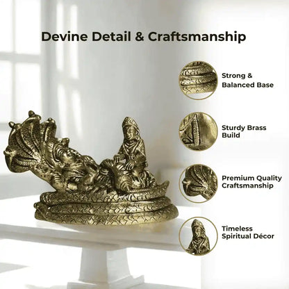Lord Vishnu & Goddess Lakshmi Brass Idol with Sheshnag – Antique Finish