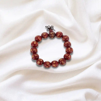 Wooden Bracelet Om Red Adjustable Size