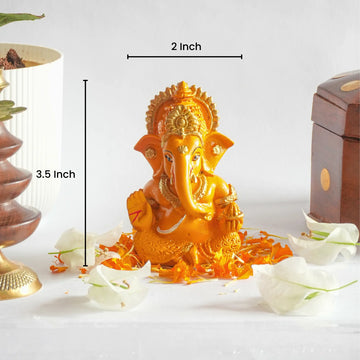 Yellow Ganesh Idol (Approx 3.5 Inch) - 4