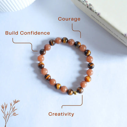 ♌ Leo Natural Multi-Stone Bracelet – Confidence | Leadership | Inner Strength