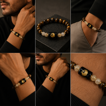 Leo (सिंह राशि) Zodiac Tiger Eye & Citrine Bracelet - 4