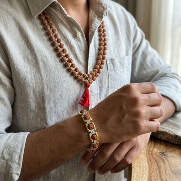 Rudraksha Bracelet & 5 Mukhi Rudraksha Mala Combo - 1