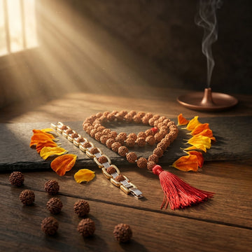 Rudraksha Bracelet & 5 Mukhi Rudraksha Mala Combo - 2