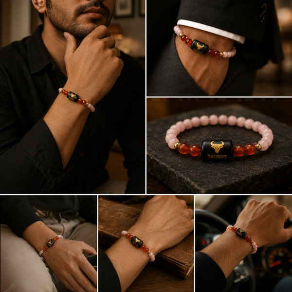 Taurus (वृषभ राशि) Zodiac Sunstone & Carnelian Bracelet - 4