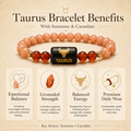 Taurus (वृषभ राशि) Zodiac Sunstone & Carnelian Bracelet