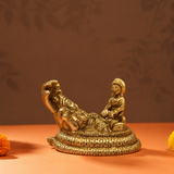 Vishnu and Lakshmi Brass Idol – Reclining Pose (Sheshnag)