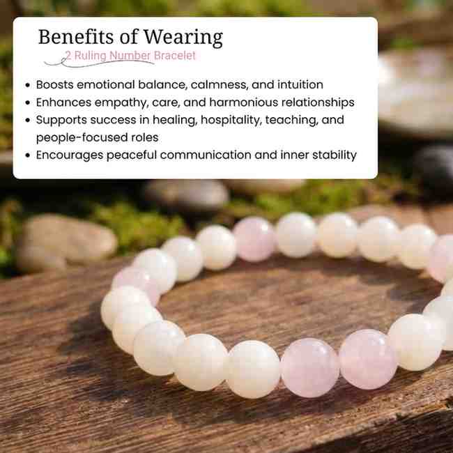 Ruling Number 2 | Crystal Bracelet | Numerology Bracelet - 8mm